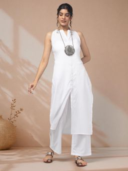 LABEL MAE - Elegant White Sleeveless Cotton Kurta With Pant