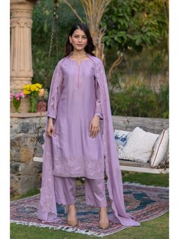 Mahee Jaipur - Lavender Pure Organza Cut Kurta with Pant and Dupatta