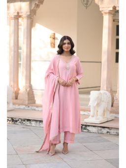 Mahee Jaipur - Light Pink Gota Work Mul Kurta with Pant and Dupatta