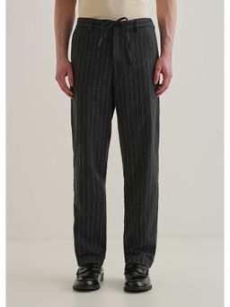 Banana Club - Black Stripe Regular Mid Waist Pant