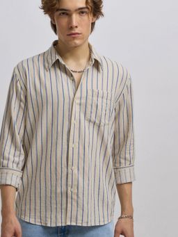 Espanshe - Mosty Beige Cotton Blend Casual Shirt