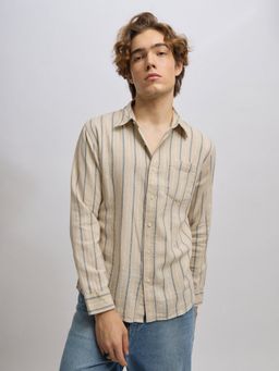 Espanshe - Mosty Beige Cotton Blend Casual Shirt