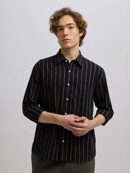 Espanshe - Mosty Black Cotton Blend Casual Shirt