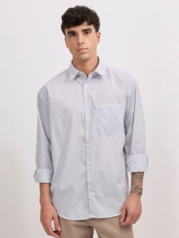 Espanshe - Veil Grey Cotton Casual Shirt
