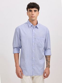 Espanshe - Veil Blue Cotton Casual Shirt
