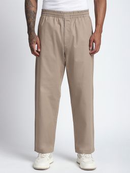 R&B - Beige Cotton Blend Relaxed Fit Pant