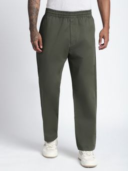 R&B - Olive Cotton Blend Relaxed Fit Pant
