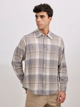 Espanshe - Golden Dragon Grey Cotton Casual Shirt