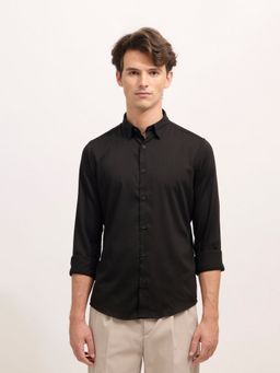 Espanshe - Ivar Black Polyester Blend Casual Shirt