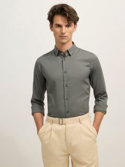 Espanshe - Ivar Green Polyester Blend Casual Shirt