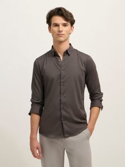Espanshe - Ivar Grey Polyester Blend Casual Shirt