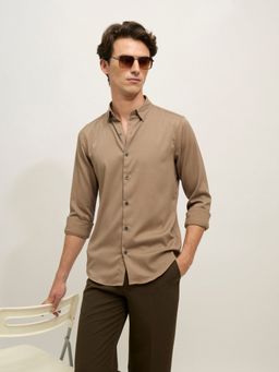 Espanshe - Ivar Brown Polyester Blend Casual Shirt