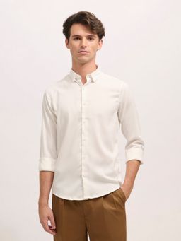 Espanshe - Ivar White Polyester Blend Casual Shirt