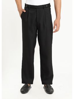 Banana Club - Viscose Blend Black Gurkha Pant with Belt