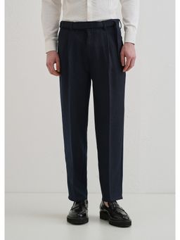 Banana Club - Viscose Blend Navy Blue Gurkha Pant with Belt