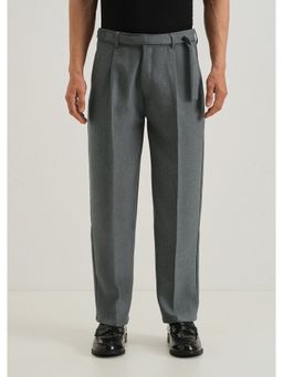 Banana Club - Viscose Blend Silver Grey Gurkha Pant with Belt