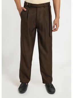 Banana Club - Viscose Blend Brown Gurkha Pant with Belt