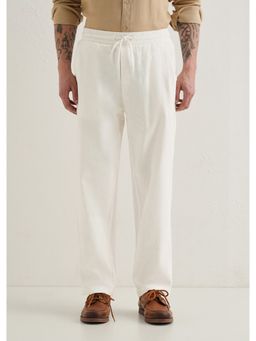 Banana Club - Linen Blend White Drawstring Pant