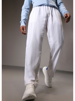 Banana Club - Striped White Cotton Linen Pant