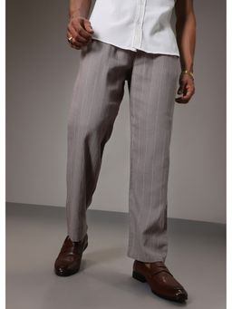 Banana Club - Striped Ash Lavender Cotton Linen Pant