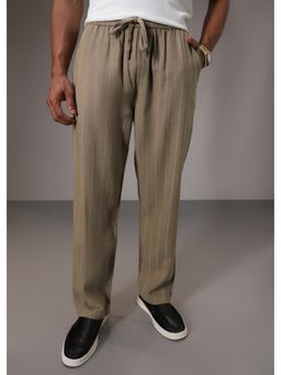 Banana Club - Striped Brown Cotton Linen Pant