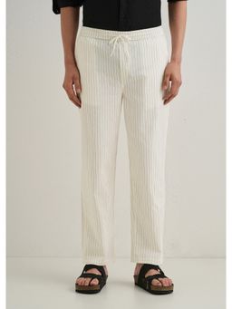 Banana Club - Striped White Pin Cotton Linen Pant