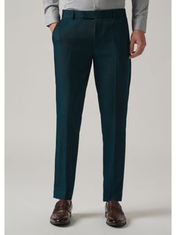 Banana Club - Teal Blue Blended Linen Formal Pant
