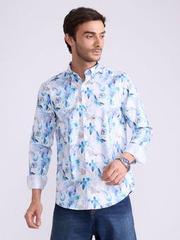 Espanshe - Ulfred Blue Satin Casual Shirt