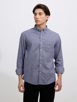 Espanshe - Floyd Blue Cotton Blend Casual Shirt