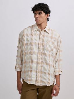 Espanshe - Pulse Tee Beige Cotton Blend Casual Shirt