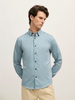 Espanshe - Sylvester Blue Cotton Blend Casual Shirt
