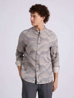 Espanshe - Moritz Blue Cotton Linen Casual Shirt