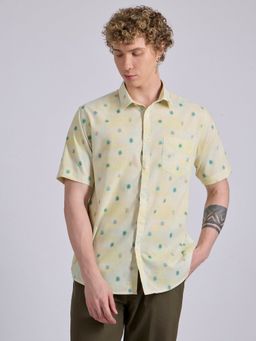 Espanshe - Lucius Yellow Polyester Blend Casual Shirt