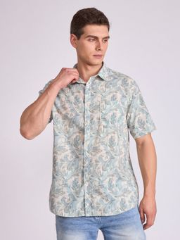 Espanshe - Lucius Teal Polyester Blend Casual Shirt