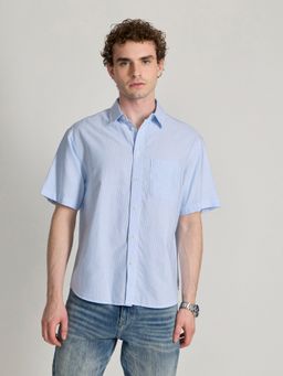 Espanshe - Oran Blue Cotton Casual Shirt