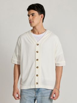 Espanshe - White Jovanti Loose Fit Baseball Shirt