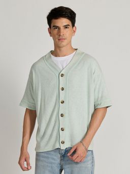 Espanshe - Green Jovanti Loose Fit Baseball Shirt
