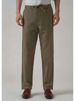 Banana Club - Olive Cotton Linen Relaxed Fit Pant