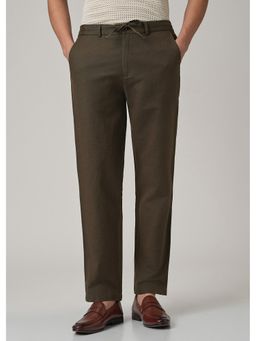 Banana Club - Dark Olive Cotton Linen Relaxed Fit Pant