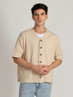 Espanshe - Cream Jovanti Loose Fit Baseball Shirt