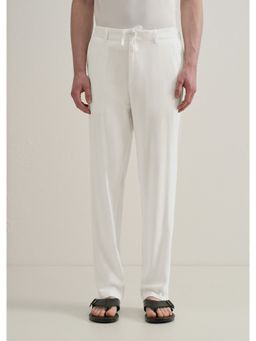 Banana Club - White Relaxed Fit Mid Waist Pant