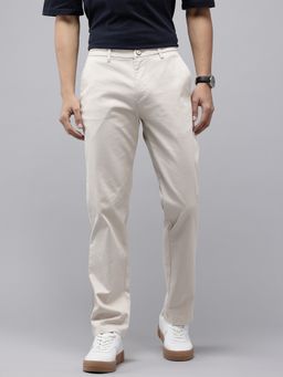 GENIPS - Beige Cotton Relaxed Fit Pant