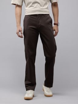 GENIPS - Brown Cotton Relaxed Fit Pant