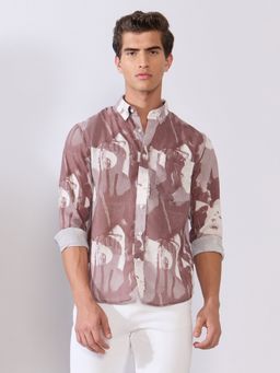 Espanshe - Mitaka Lavender Polyester Blend Casual Shirt