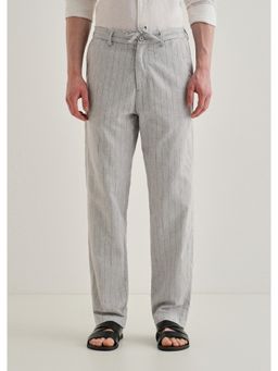 Banana Club - Grey Stripe Regular Mid Waist Pant