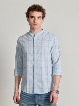 Espanshe - Hadrian Blue Cotton Casual Shirt