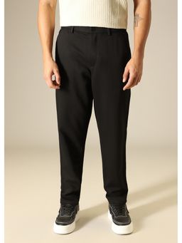 Banana Club - Black Cotton Lycra Regular Fit Pant