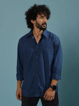 Espanshe - Eluded Blue Cotton Formal Shirt