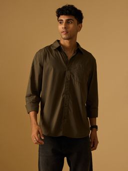 Espanshe - Eluded Green Cotton Formal Shirt