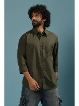 Espanshe - Eluded Green Cotton Formal Shirt